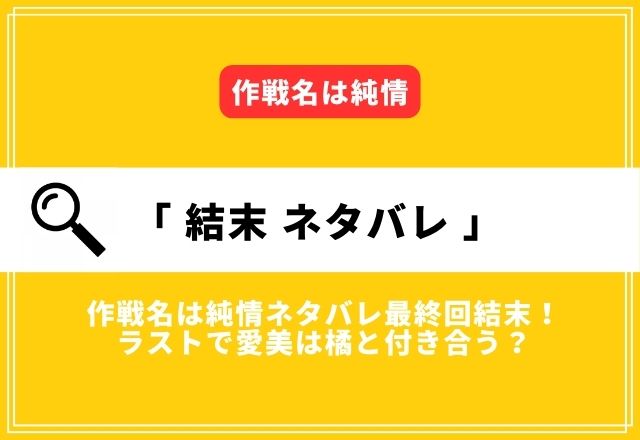 作戦名は純情ネタバレ最終回結末！ラストで愛美は橘と付き合う？